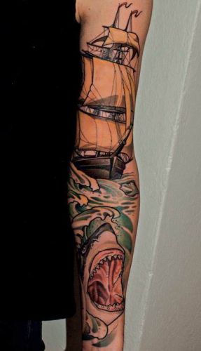 Seefahrt-Hai-Tattoo