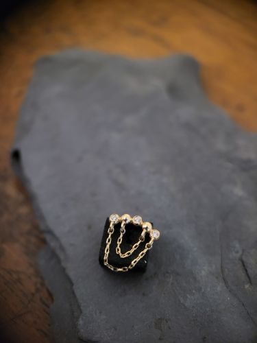 Der Rumors Aufsatzist hier, um zu glänzen, mit drei schimmernden Swarovski CZs und idealer Platzierung für Ohrläppchen-, Helix- und Flatpiercings. Lassen Sie den Glamour lebendig werden und halten Sie die Gerüchte in Schwung!