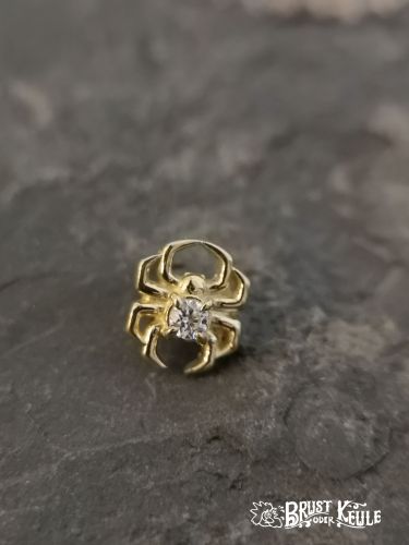 18k Gold Aufsatz Spinne mit Premium Zirkonia