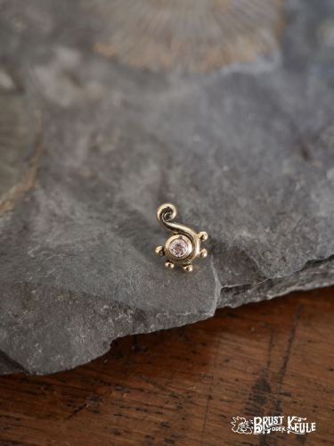 Ein wunderschöner Aufsatz aus 18K Echtgold mit Premium Zirconia. Perfekt zum Aufschrauben auf Schmuck mit Innengewinde.