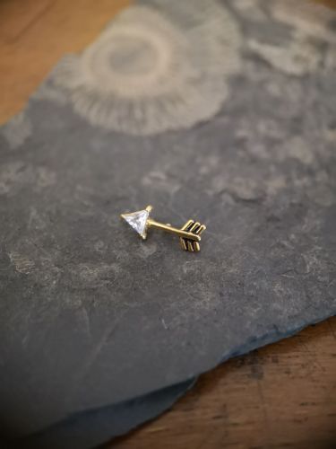 Dieser wunderschöne Aufsatz hat ein externes Gewinde mit 0.8mm Außengewinde. Handpoliert, dann mit 24K Gold beschichtet und mit Zirconia besetzt.