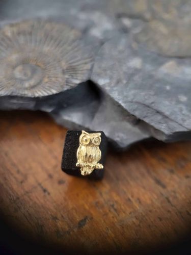 Owl 18 Karat Gelbgold Aufsatz, geeignet für Labrets mit 0,9mm Innengewinde.